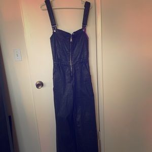 FRAME DENIM black coated wide leg overalls NWT